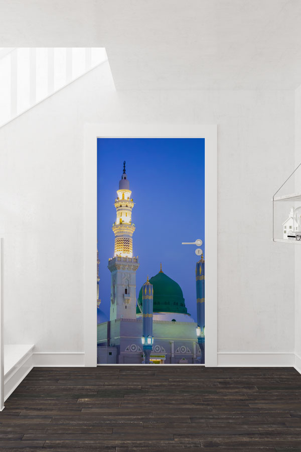 okul-kapi-giydirmesi-9557-01 Medine Gece Manzaralı Kapı Giydirme Dekoratif Baskı 9557