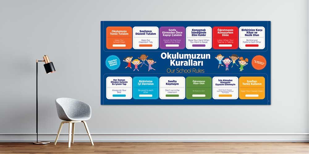 Okul Kuralları Eğitici Poster Tablo A-823