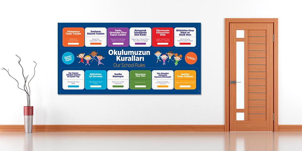 Okul Kuralları Eğitici Poster Tablo A-823