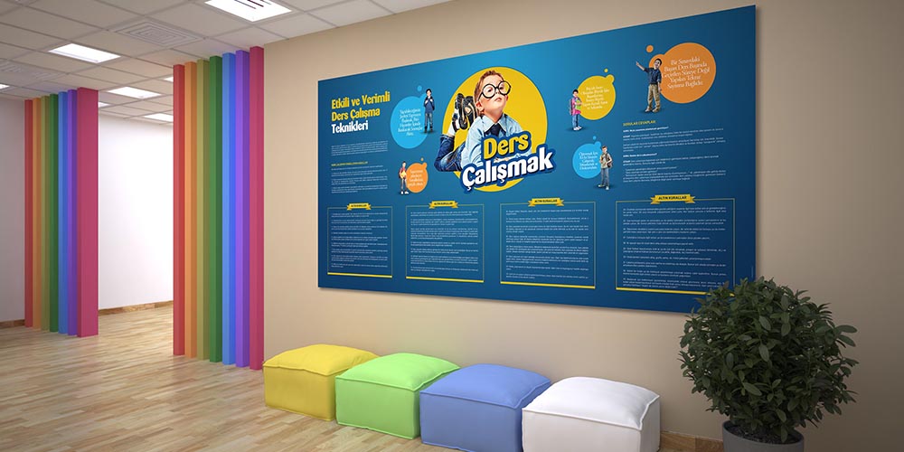 Etkili ve Verimli Ders Çalışma Teknikleri Posteri - Okul ve Eğitim A-801