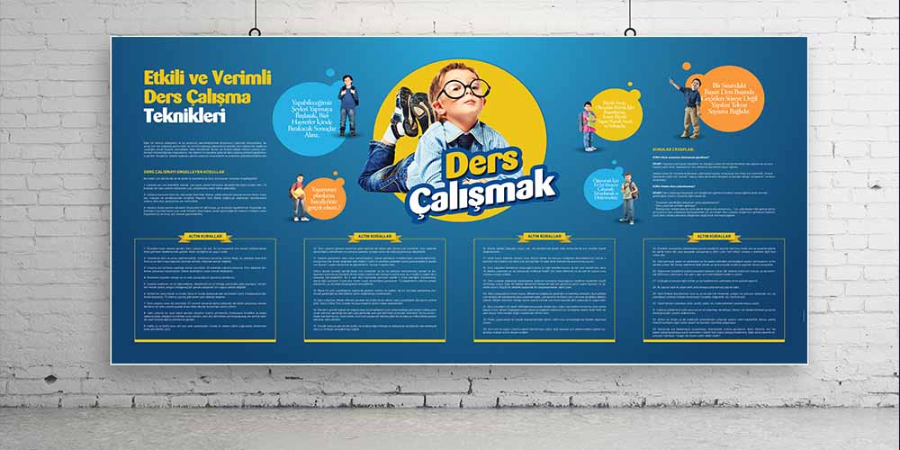 Etkili ve Verimli Ders Çalışma Teknikleri Posteri - Okul ve Eğitim A-801
