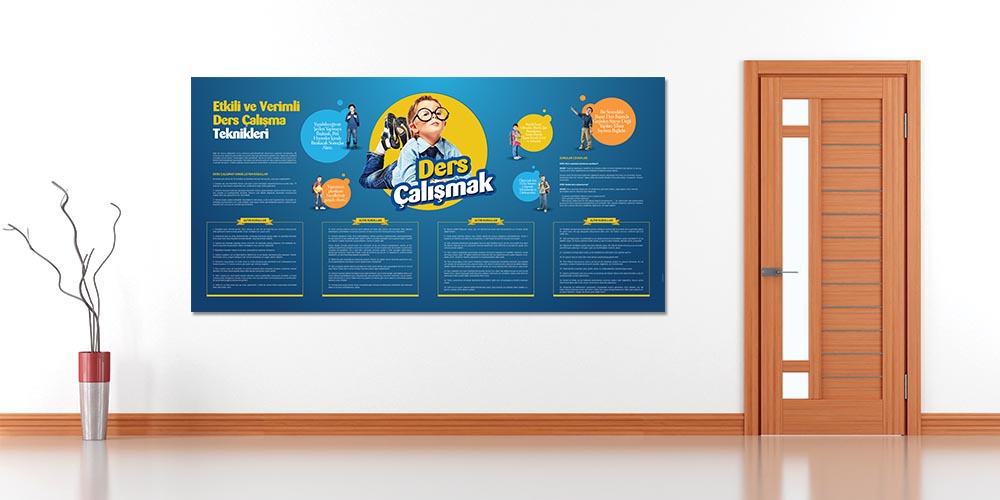 Etkili ve Verimli Ders Çalışma Teknikleri Posteri - Okul ve Eğitim A-801