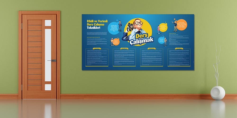 Etkili ve Verimli Ders Çalışma Teknikleri Posteri - Okul ve Eğitim A-801