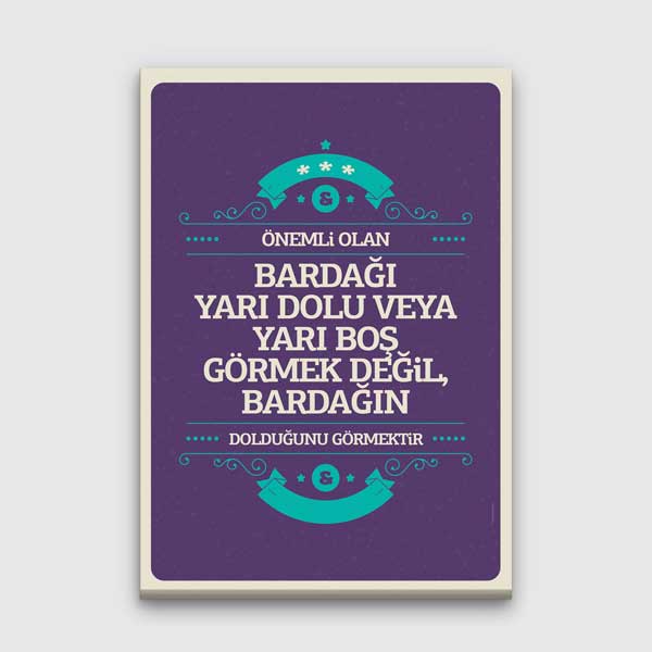 "Bardağın Dolduğunu Gör" Pozitif Düşünce Motivasyon Tablosu – B-885
