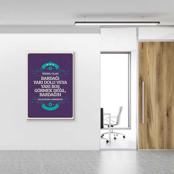 "Bardağın Dolduğunu Gör" Pozitif Düşünce Motivasyon Tablosu – B-885