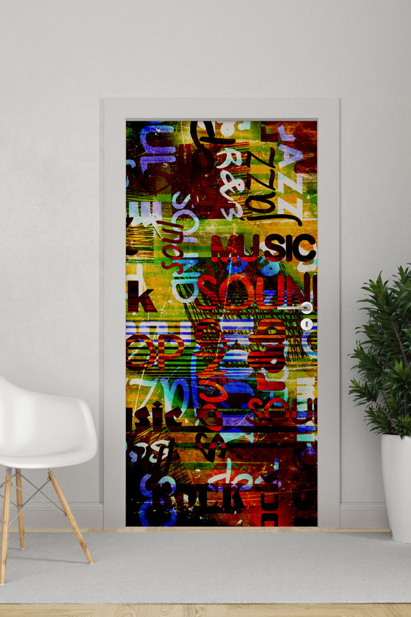 Müzik ve Sanat Graffiti Kapı Giydirme 8867