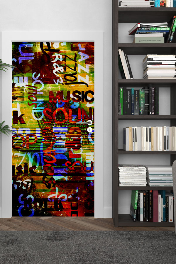 Müzik ve Sanat Graffiti Kapı Giydirme 8867