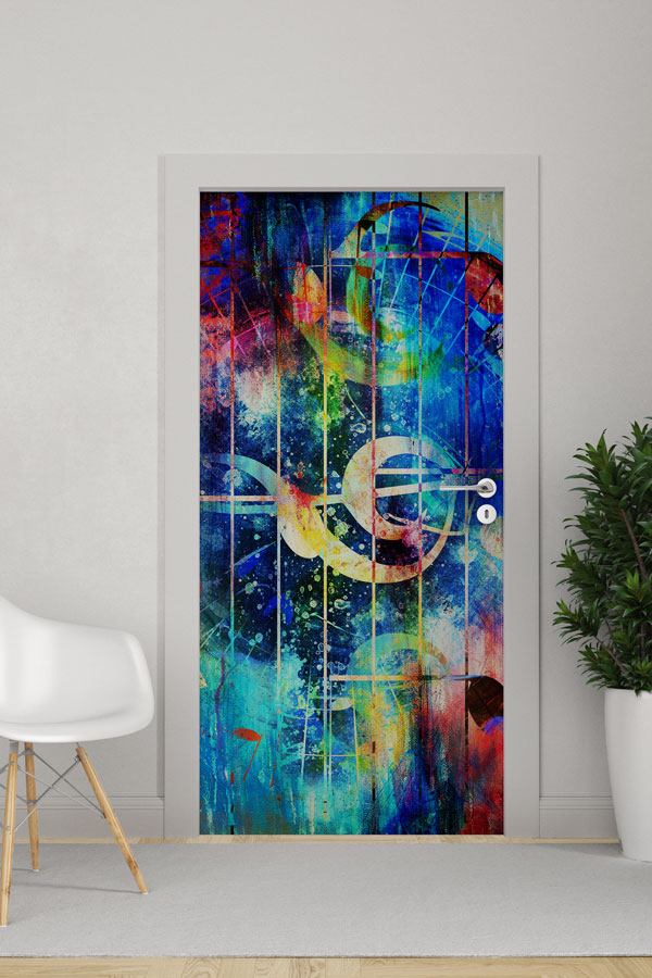 okul-muzik-sinifi-kapi-dekor-8864-0 Soyut Müzik Notaları Kapı Giydirme 8864