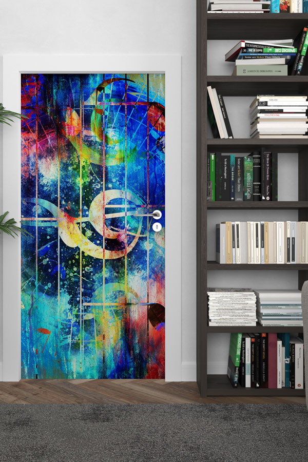 okul-muzik-sinifi-kapi-dekor-8864-02 Soyut Müzik Notaları Kapı Giydirme 8864