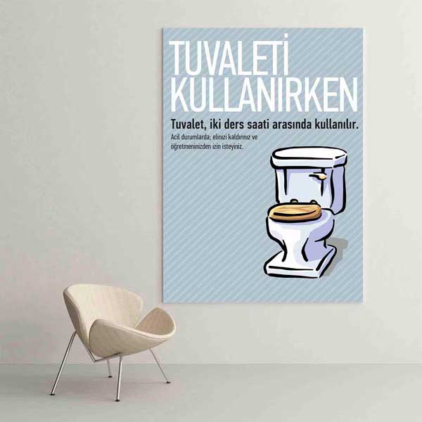 okul-posterleri-b-995-01 Tuvalet Kullanım Kuralları Eğitici Poster Tablo – B-995