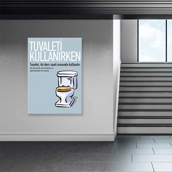 okul-posterleri-b-995-03 Tuvalet Kullanım Kuralları Eğitici Poster Tablo – B-995