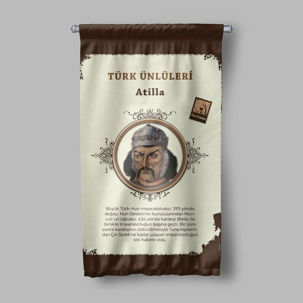 Atilla Temalı Türk Büyükleri Flaması 8141