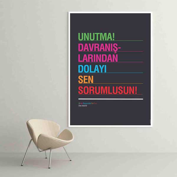 Unutma Davranışlarından Dolayı Sen Sorumlusun Yazılı Eğitim Temalı Kanvas Tablo – B-847