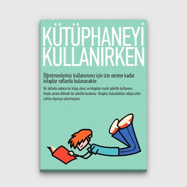 Kütüphane Kullanım Kuralları Eğitici Poster Tablo – B-994