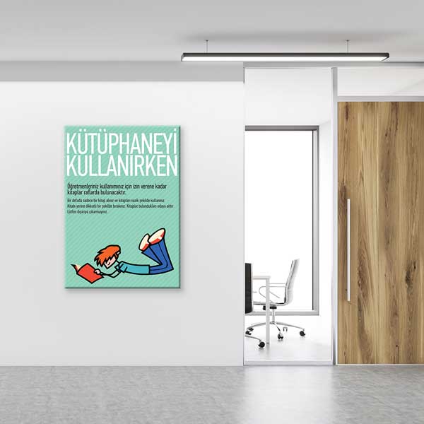 Kütüphane Kullanım Kuralları Eğitici Poster Tablo – B-994