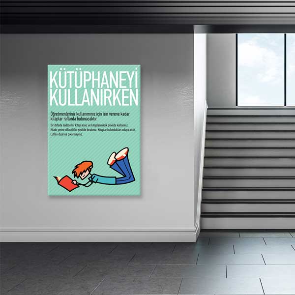 Kütüphane Kullanım Kuralları Eğitici Poster Tablo – B-994