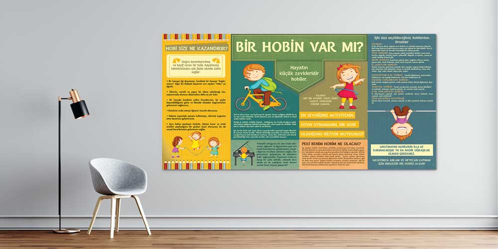 "Bir Hobin Var Mı?" Temalı Eğitici ve İlham Veren Okul Panosu A-822