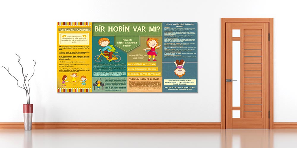 "Bir Hobin Var Mı?" Temalı Eğitici ve İlham Veren Okul Panosu A-822