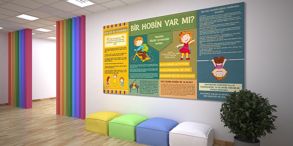 "Bir Hobin Var Mı?" Temalı Eğitici ve İlham Veren Okul Panosu A-822