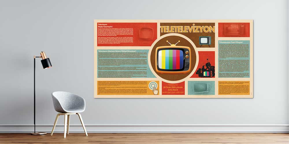 Retro Televizyon Temalı Eğitici Duvar Panosu "Teletelevizyon" A-827