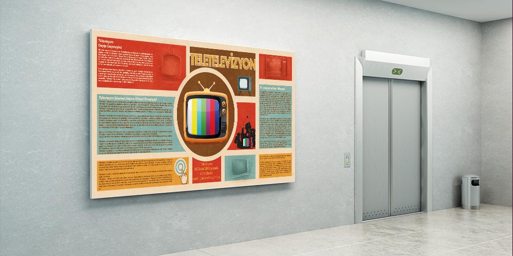 okul-sinif-duvar-a-827-03 Retro Televizyon Temalı Eğitici Duvar Panosu "Teletelevizyon" A-827