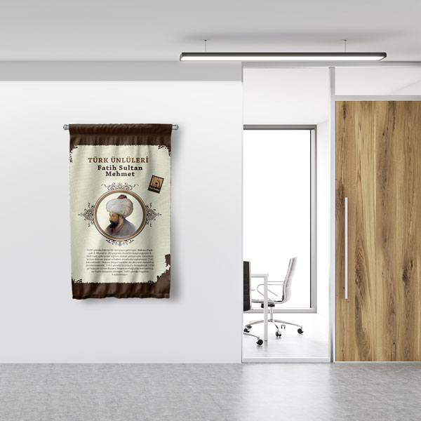 Fatih Sultan Mehmet Temalı Türk Büyükleri Flaması 8146