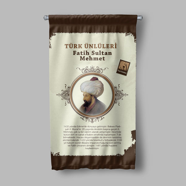 Fatih Sultan Mehmet Temalı Türk Büyükleri Flaması 8146