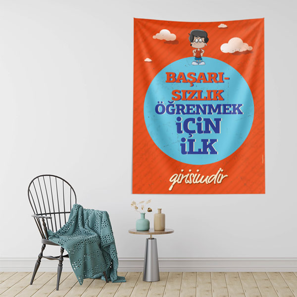 "Başarısızlık Öğrenmek İçin İlk Adımdır" Motivasyonel Duvar Örtüsü 8458