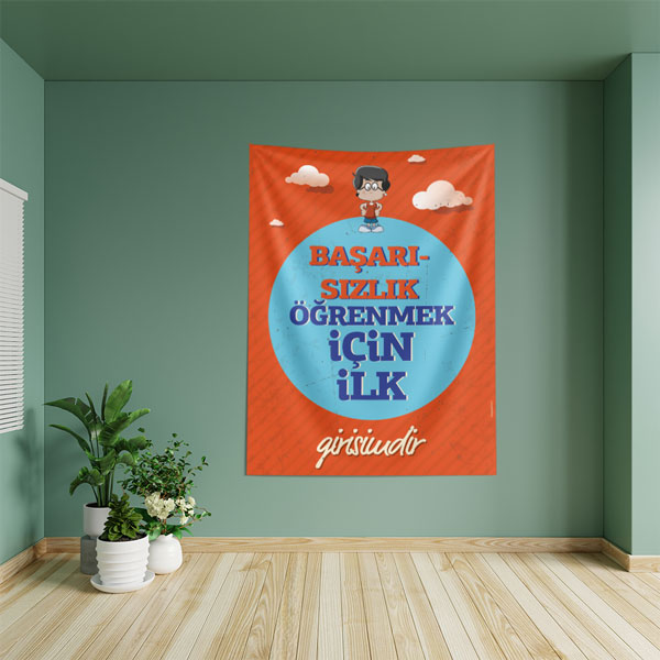 "Başarısızlık Öğrenmek İçin İlk Adımdır" Motivasyonel Duvar Örtüsü 8458