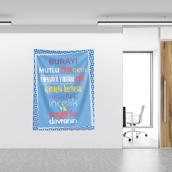 Mutlu Bir Okul Yapmaya Yardım Edin Duvar Örtüsü - Nezaket ve Saygı Temalı 8468