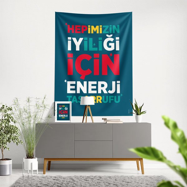 "Hepimizin İyiliği İçin Enerji Tasarrufu" Temalı Duvar Örtüsü 8476