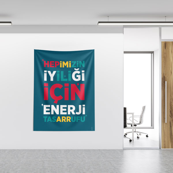 "Hepimizin İyiliği İçin Enerji Tasarrufu" Temalı Duvar Örtüsü 8476