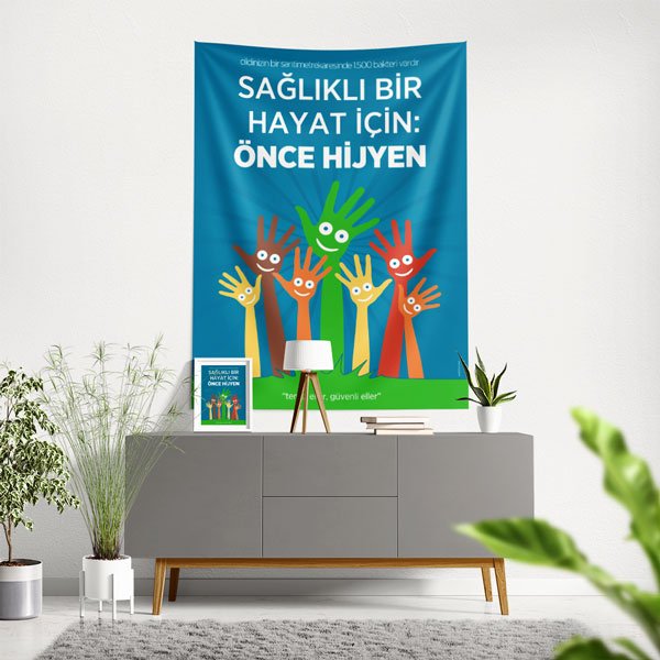 Sağlıklı Yaşam İçin Hijyen Eğitici Duvar Örtüsü 8477