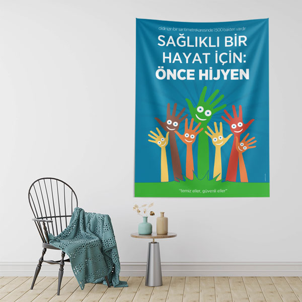 Sağlıklı Yaşam İçin Hijyen Eğitici Duvar Örtüsü 8477
