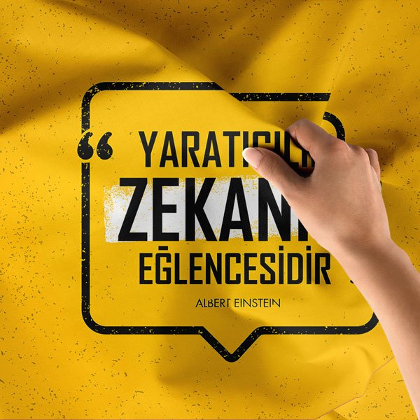 okul-sinif-duvar-dekor-8522-04 "Yaratıcılık Zekanın Eğlencesidir" Einstein Sözü Duvar Örtüsü 8522