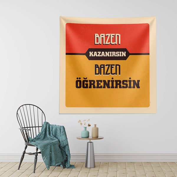 okul-sinif-duvar-dekor-8523-01 "Bazen Kazanırsın Bazen Öğrenirsin" Motivasyonel Duvar Örtüsü 8523