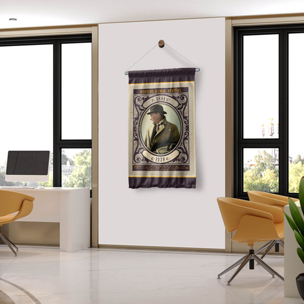Atatürk Şapkalı Klasik Çerçeveli Duvar Flaması Kumaş Baskı 8086