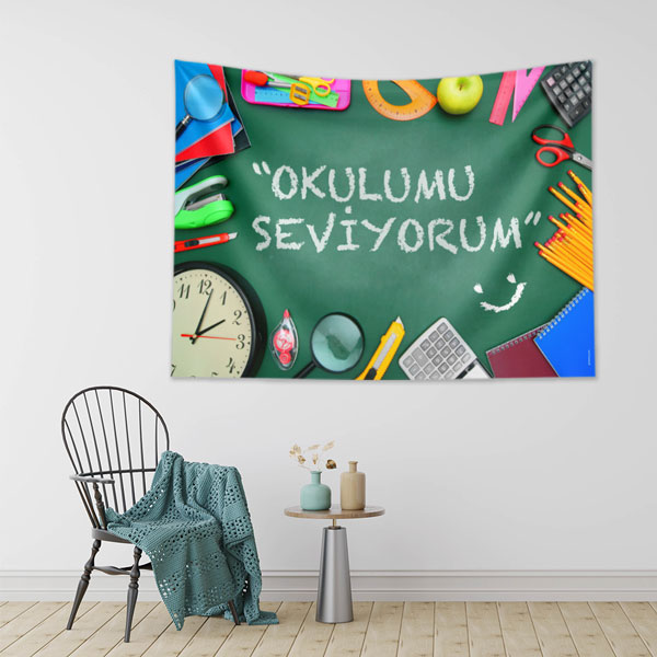 "Okulumu Seviyorum" Temalı Eğitici Duvar Örtüsü 8282