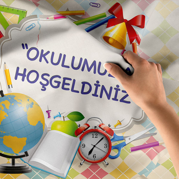 "Okulumuza Hoş Geldiniz" Temalı Okula Dönüş Duvar Örtüsü 8284
