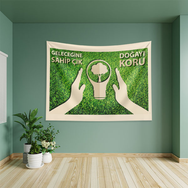 "Doğayı Koru" ve "Enerji Tasarrufu" Temalı Duvar Örtüsü 8290