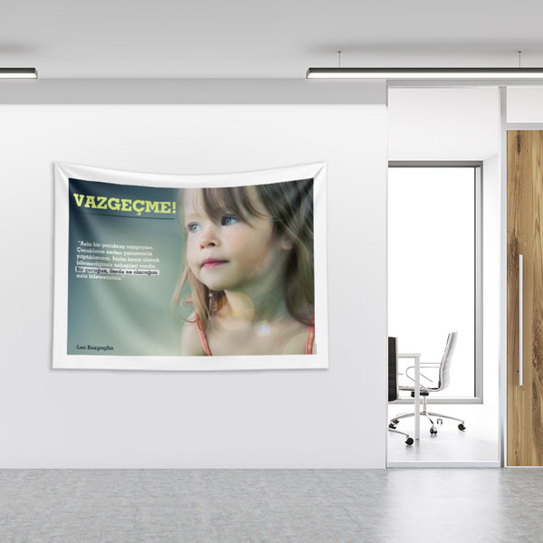 Vazgeçme Çocuk Motivasyon Duvar Örtüsü 8358