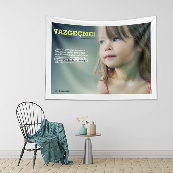 Vazgeçme Çocuk Motivasyon Duvar Örtüsü 8358