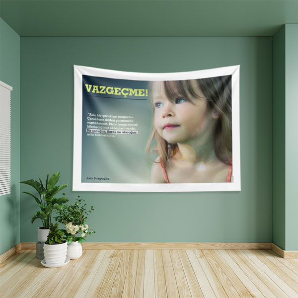 Vazgeçme Çocuk Motivasyon Duvar Örtüsü 8358