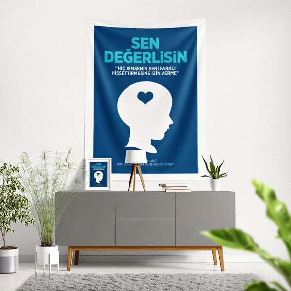 okul-sinif-duvar-dekoru-8447-00 "Sen Değerlisin" Motivasyonel Duvar Örtüsü 8447