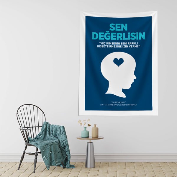 "Sen Değerlisin" Motivasyonel Duvar Örtüsü 8447