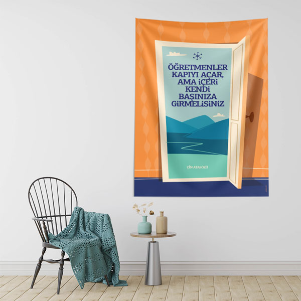"Öğretmenler Kapıyı Açar, Ama İçeri Kendi Başınıza Girmelisiniz" Duvar Örtüsü 8464