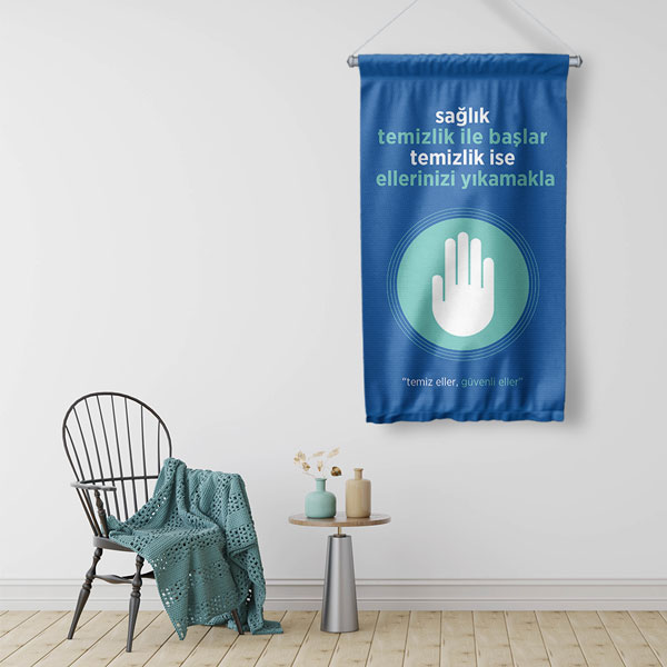 Okul El Yıkama Temizlik Duvar Flaması 8124