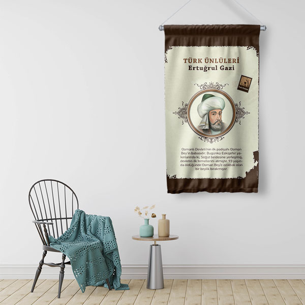 Ertuğrul Gazi Temalı Türk Büyükleri Flaması 8143
