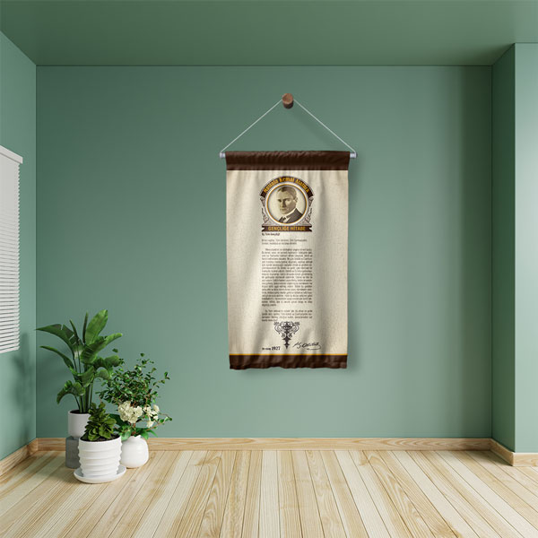 Atatürk Gençliğe Hitabe Duvar Flaması Kumaş Baskı 8088