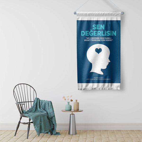 Sen Değerlisin Duvar Flaması - Öz Değer ve Motivasyon Panosu 8059